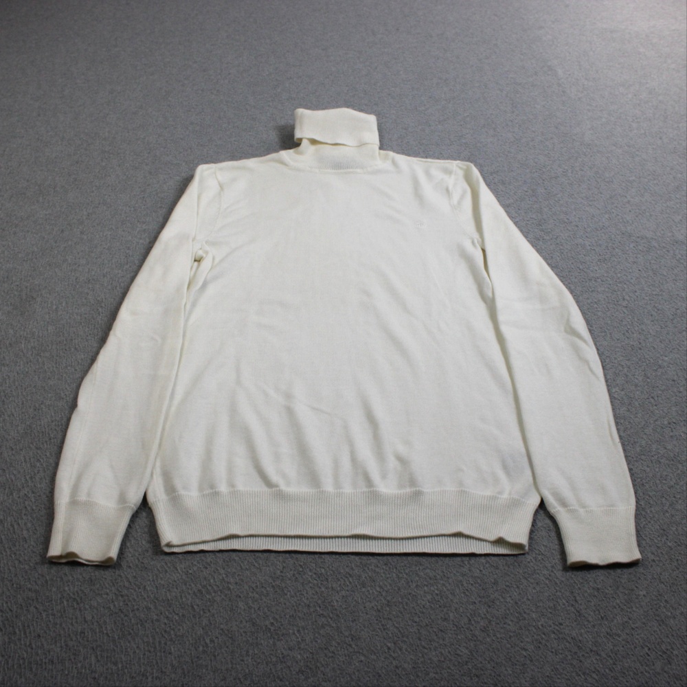 Lauren Ralph Shirt Women Medium White Turtleneck Cotton Logo Heritage Academia